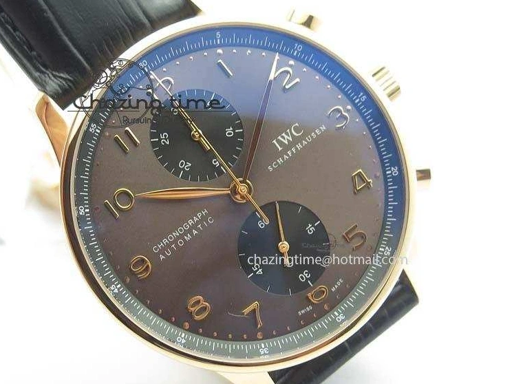 MIROTIME 0325 Classic Portuguese IW371482 ZF 1:1 Best Edition RG Gray Dial Gold Markers On Black Leather Strap A 7265